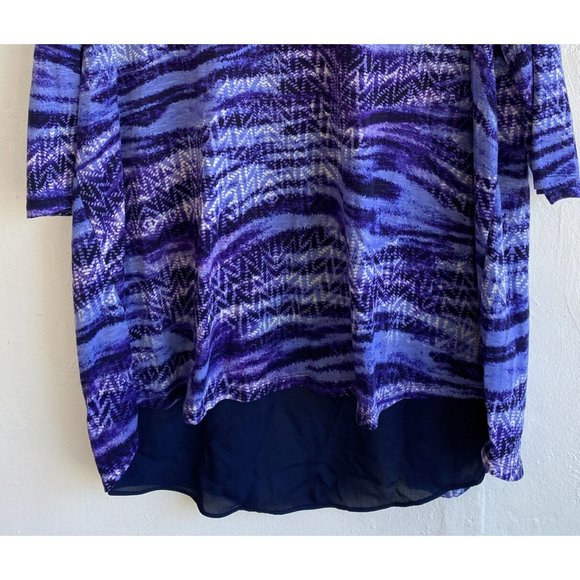 COPY - Catherines Blouse Sizse 0X 14/16W Blue Purple 3/4 Sleeve Layered Zipper … - Picture 3 of 9